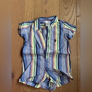 Polo Striped Button-Up romper